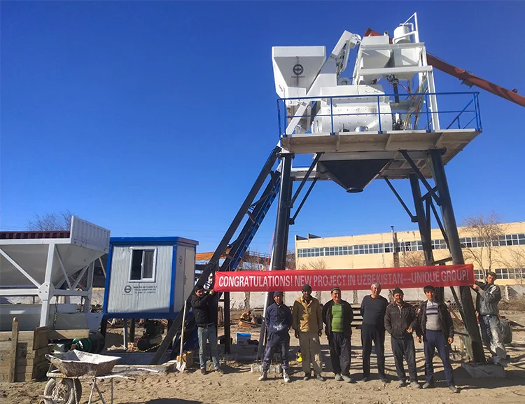 Engineering Construction Equipment HZS50 Concrete Mixer Machinery Concrete Mixing Plant with Twin Shaft Concrete Mixer