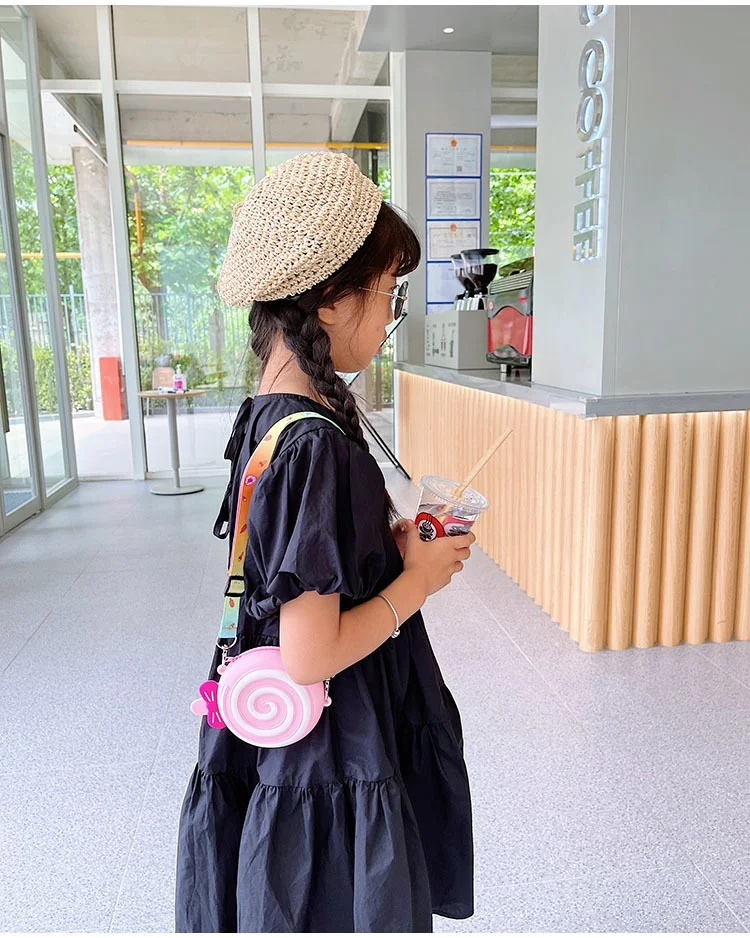 Donut Lollipop Cute Colorful Mini Toddler Kids Ladies Women Silicone 3d Squeeze Keychain Coin Purse Wallet Pouch Bag with Zipper