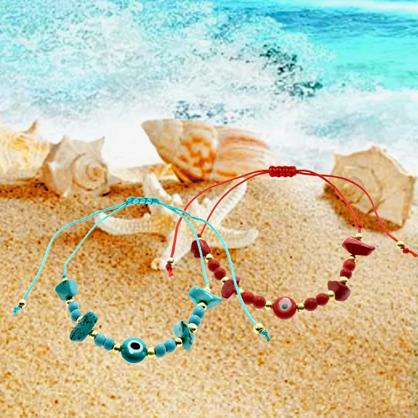 Sweet Bohemian Starfish Beaded Bracelet Shell Mexican Adjustable Handmade Bracelet  For Women Girls