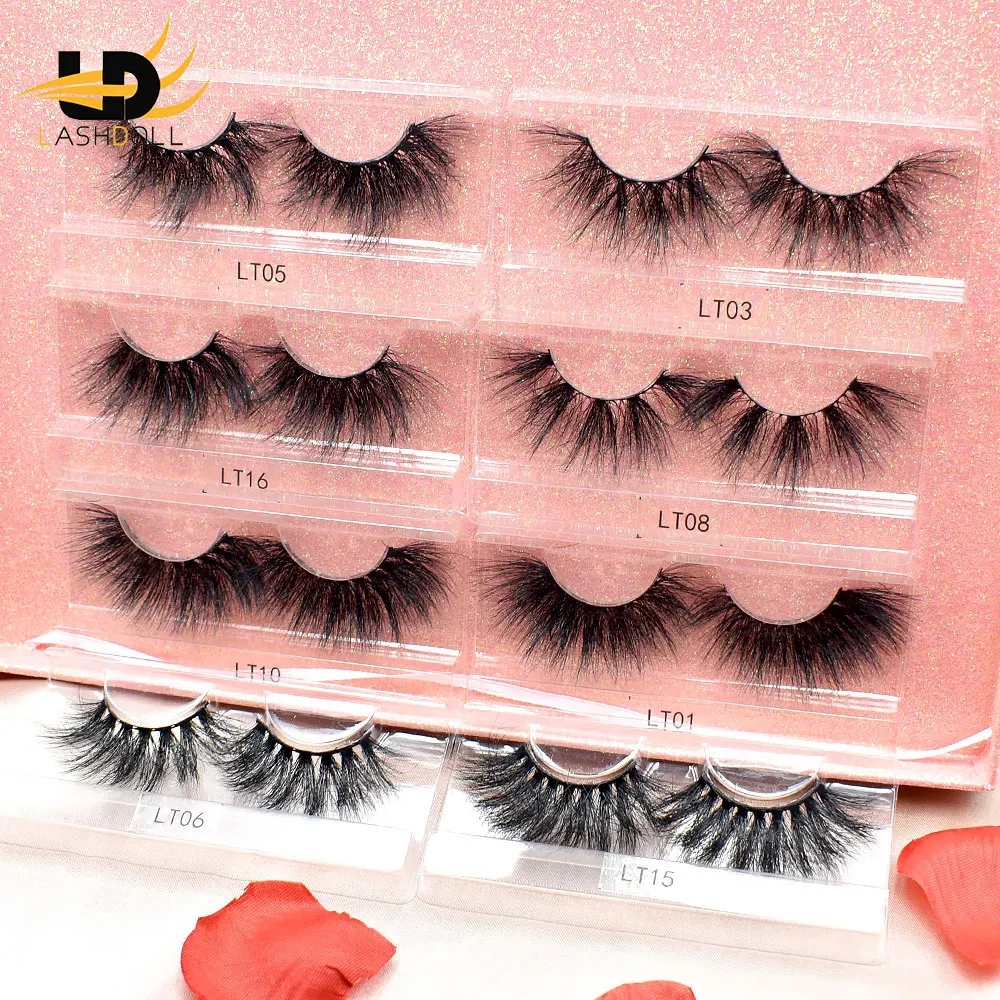 Hot Selling 3d 25mm Mink Eyelashes Private Label Eye Lashes 5d Mink Eyelashes with Private logo Packaging Box