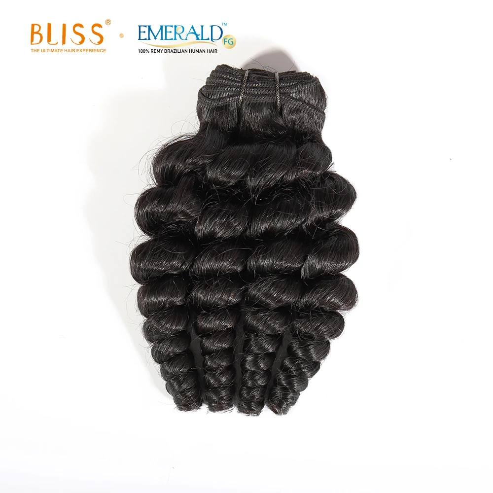 Bliss Emerald 3 Packs Bundles Brazilian Human Hair In Packets Blossom Egg Curl 100% Unprocessed Natural Brazilian Hair Weaves