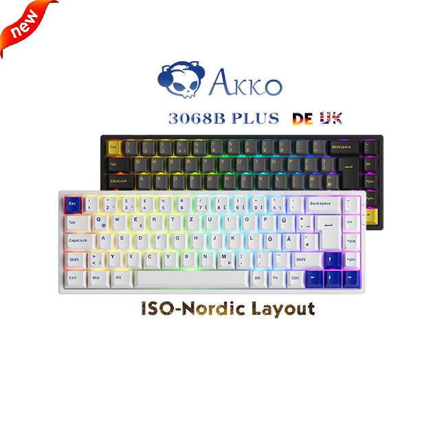 New Arrivals Akko EU 3068B Plus Gaming Typing RGB wireless mini UK German ISO Layout Keyboard