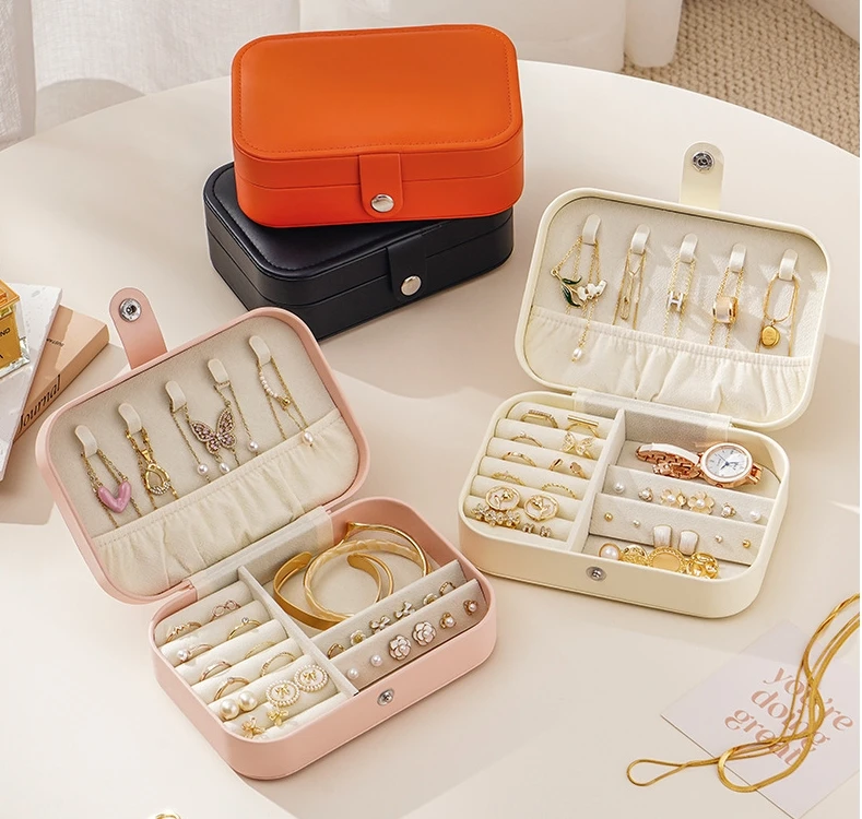 Plush Velvet Travel Jewelry Organiser Cases Necklace Earrings Rings Bracelet Jewelry Storage Box Small Jewelry Travel Case