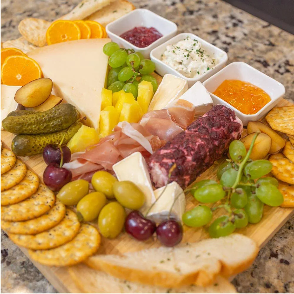 Набор ножей из бамбукового сыра и древесного угля круглая тарелка для фруктов