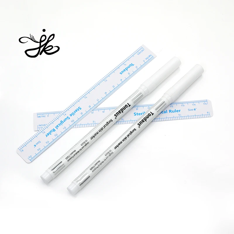 Medical Permanent Makeup Marker Pen With Ruler Professional Surgical Use Skin Marker