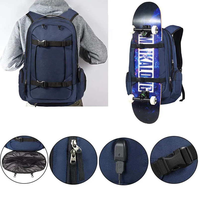 Skateboard Laptop Backpack Travel Anti Theft Business Backpack Slim School Backpack