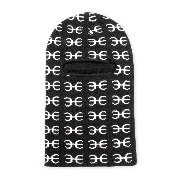 jacquard one hole full face knit cover black balaclava custom logo ski mask beanie  hat