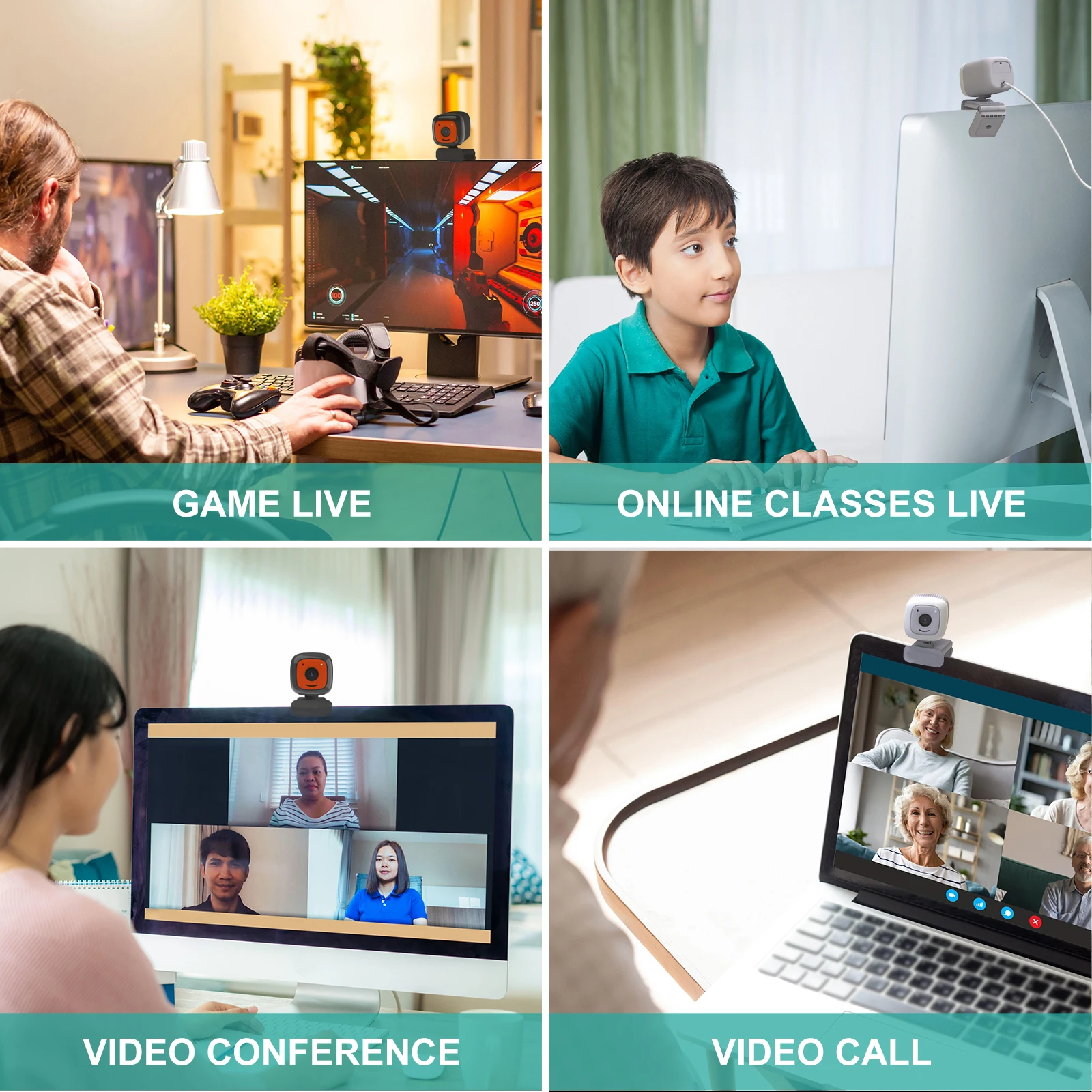 Web Camera with Microphone and Speaker HD 2K Web Camera for Laptop Desktop Computer PC Portable USB Webcam