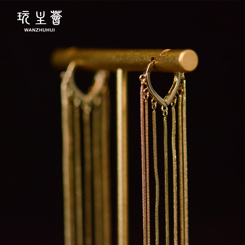 2021 Новое поступление женские длинные серьги с кисточкой 14k