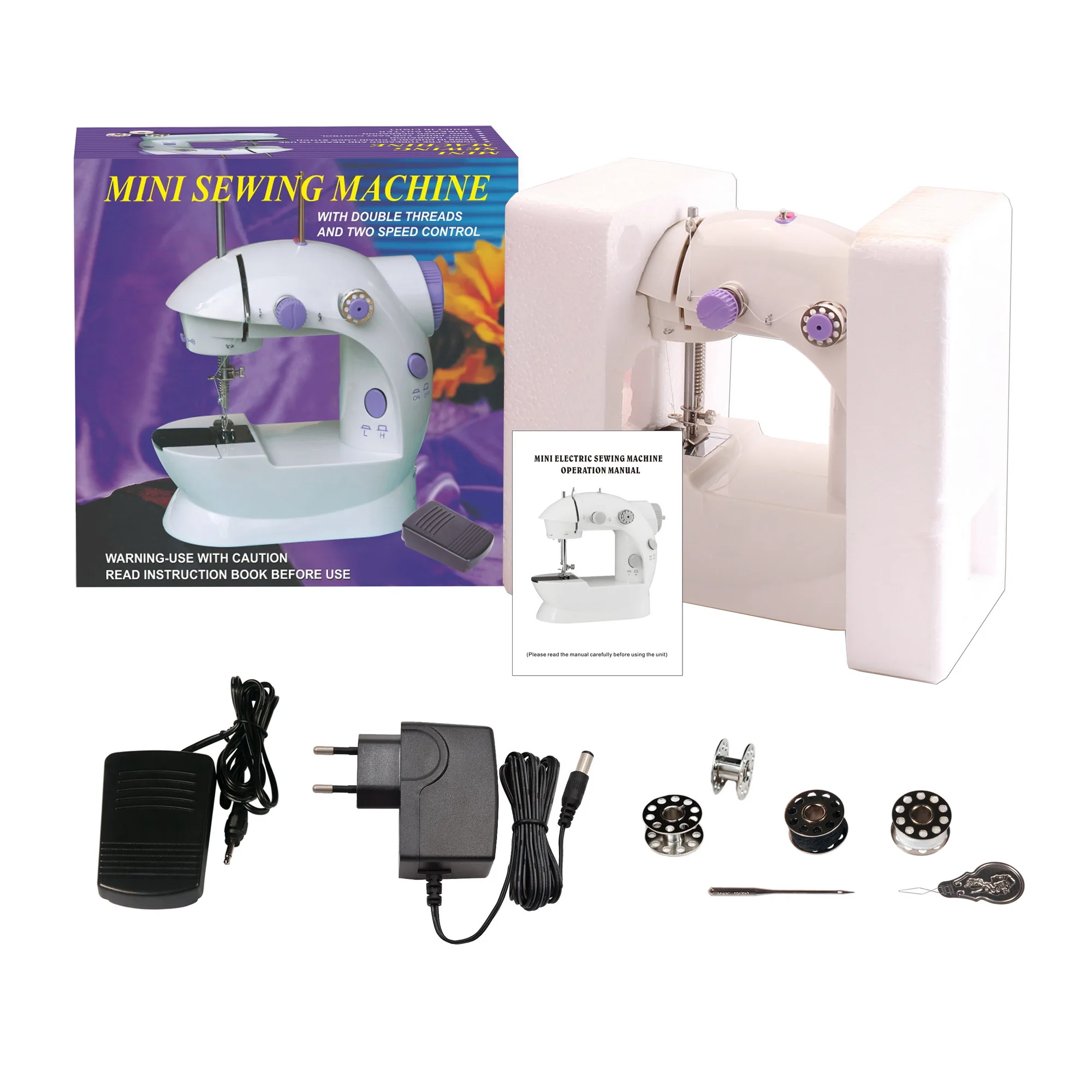 VOF customize oem mini sewing machine table with battery abs sewing machine portable fhsm 202