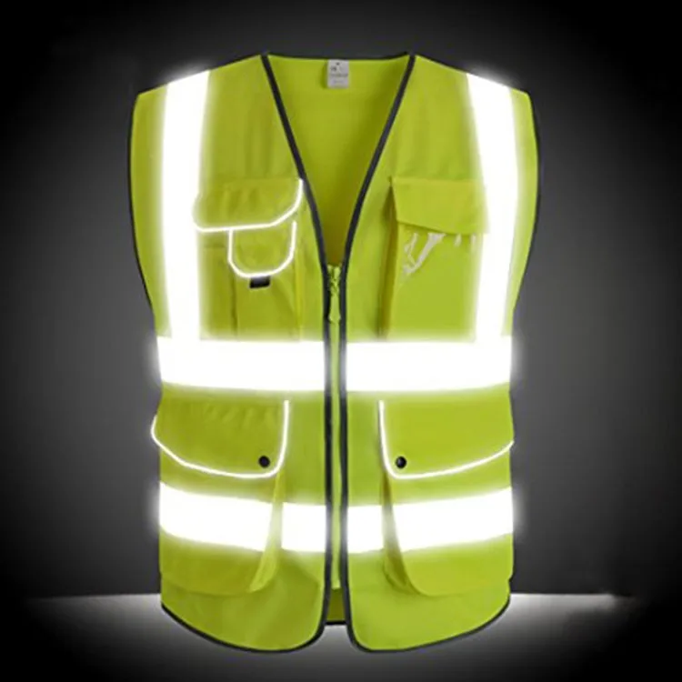 Custom Hi Vis Security Clothing Safety Vest Jacket Reflective Yellow Orange Fluorescent Men Women With Logo factory direct