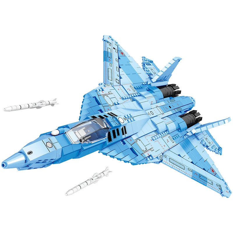 Reobrix Military SU-57 Heavy Stealth Fighter Model Building Blocks sets MOC Small Particles Educational blocks Toys for Boy Gift