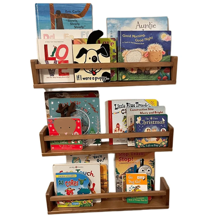 Wall Mounted Bookcase Floating Shelf Kids Bedroom Bookshelf Kitchen Spice Rack Wholesale Wooden Bookshelves For Children Room