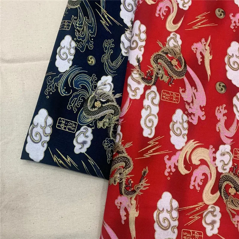 Japanese Bronzing Printed Cotton Fabric DIY Hand Patchwork Fabric Clothing Printing And Dyeing Fabric