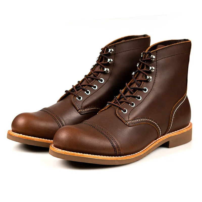 Full grain calf leather boots 8111 american casual wear retro motor desert combat boots