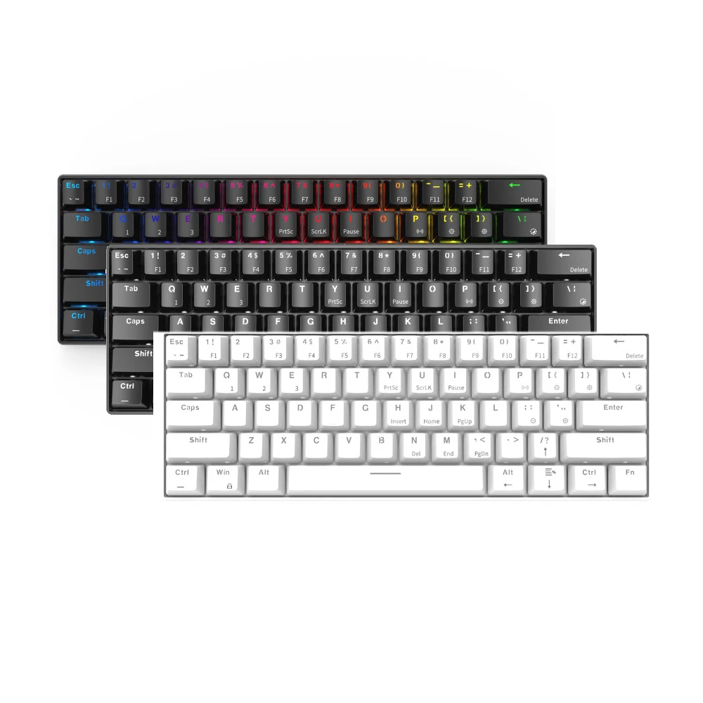 
2020 New RGB BT 3.0 Dual-Mode Compact 61 Key Mechanical Gaming Keyboard for IOS Android Win 