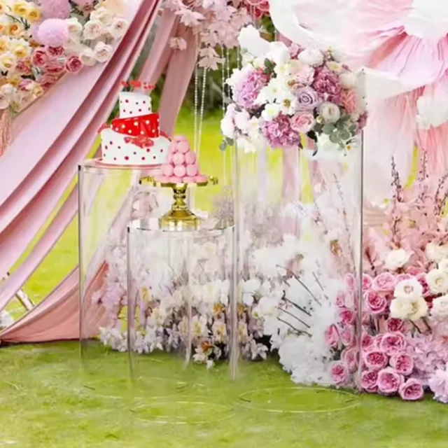 3Pcs Party Wedding Favors Props PVC Cylinder Plinth Rack Candy Dessert Cake Display Balloon Stand Party Decorations