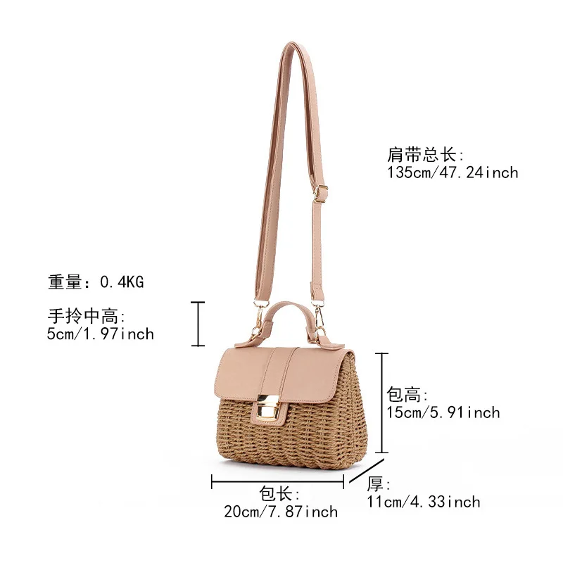 2024 wholesale Woven Wicker Clutch summer beach Crossbody Handbags fashion handbag straw bag for women