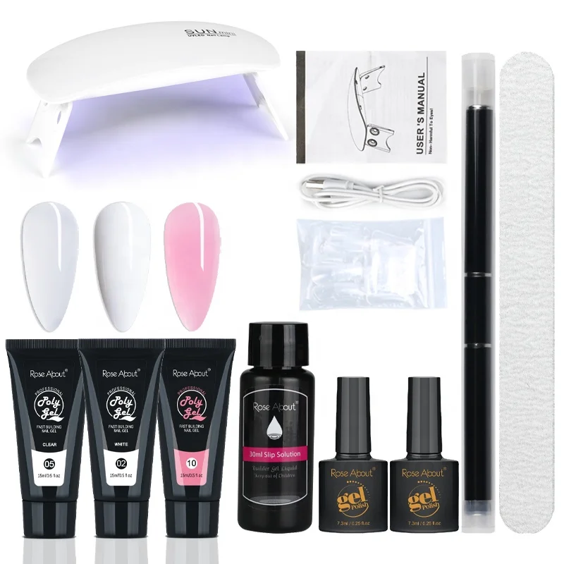 New Arrivals Oem Private Label Pink Hard Gel Acryl UV Gel For Nail Extension with UV lamp base coat top coat Nails Building Gel