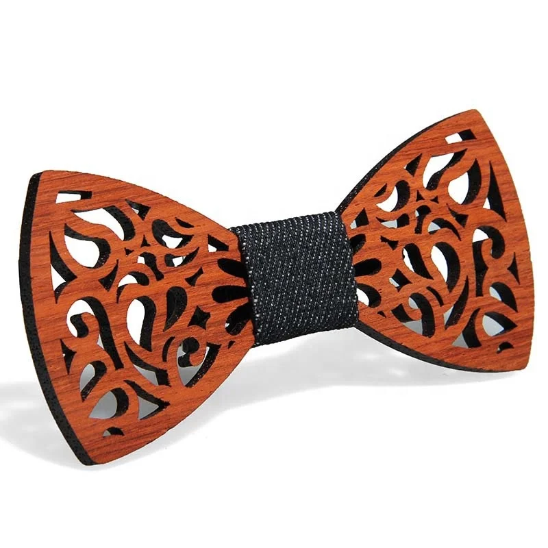 Solid Wood Wedding Bow Tie with Adjustable Tape