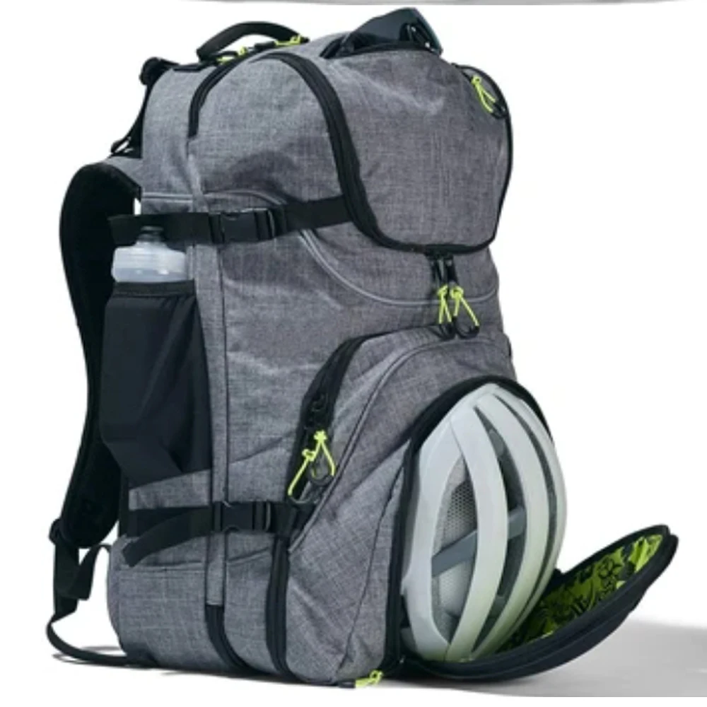 Men Women Canvas Gray Triathlon Transition Bag Gym Bag Sport Backpack