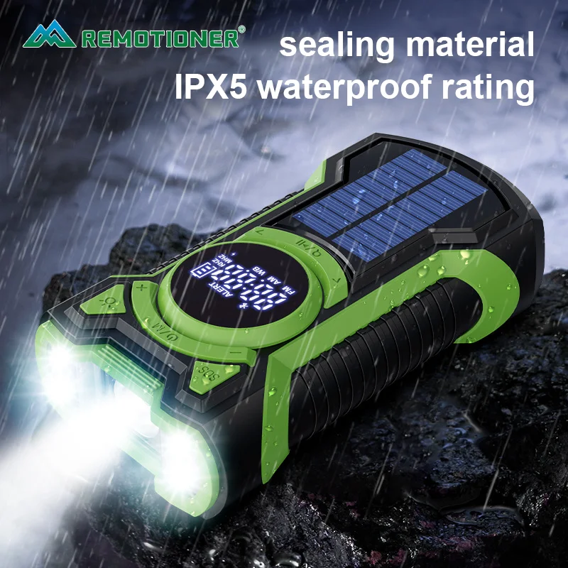 5000mAh Emergency Hand Crank Radio Solar Powered Station Portable Weather Radio with LED Flashlight