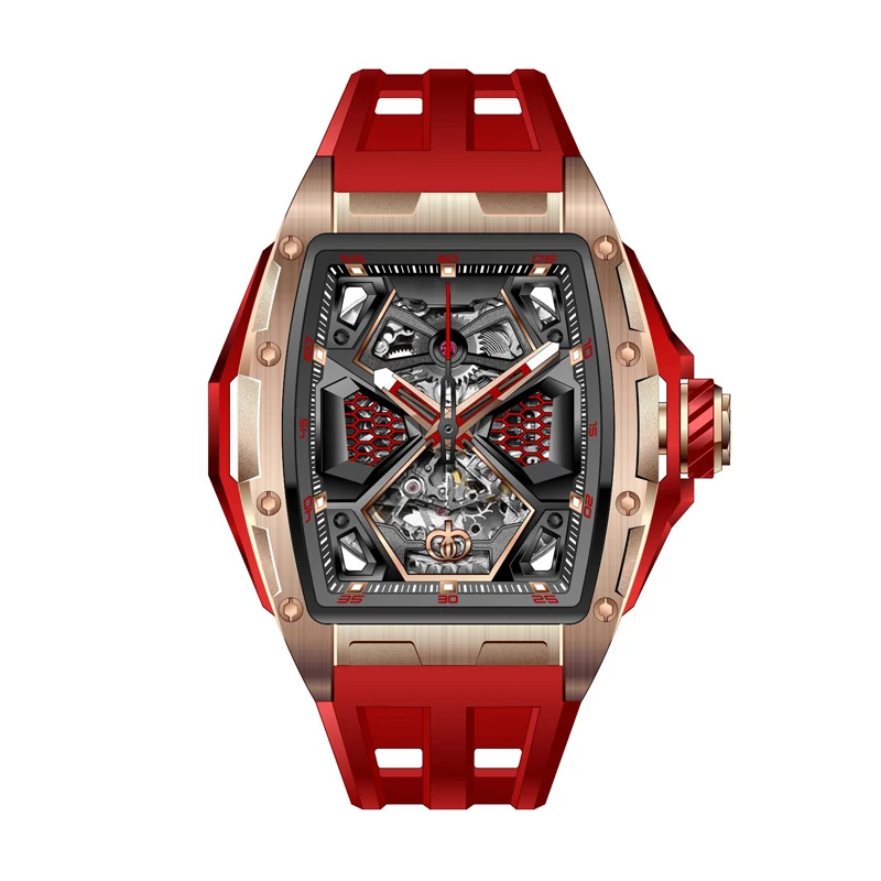 Mens Luxury Square Watches Analog Punk Chronograph Unique Sports Wrist Watch Japanese Movement Design