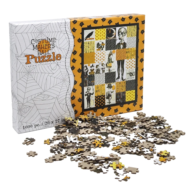Custom 500 1000 Pieces ODM/OEM Halloween Christmas Theme Pattern Paper Gift Puzzles, Sublimation Blank White jigsaw Puzzle