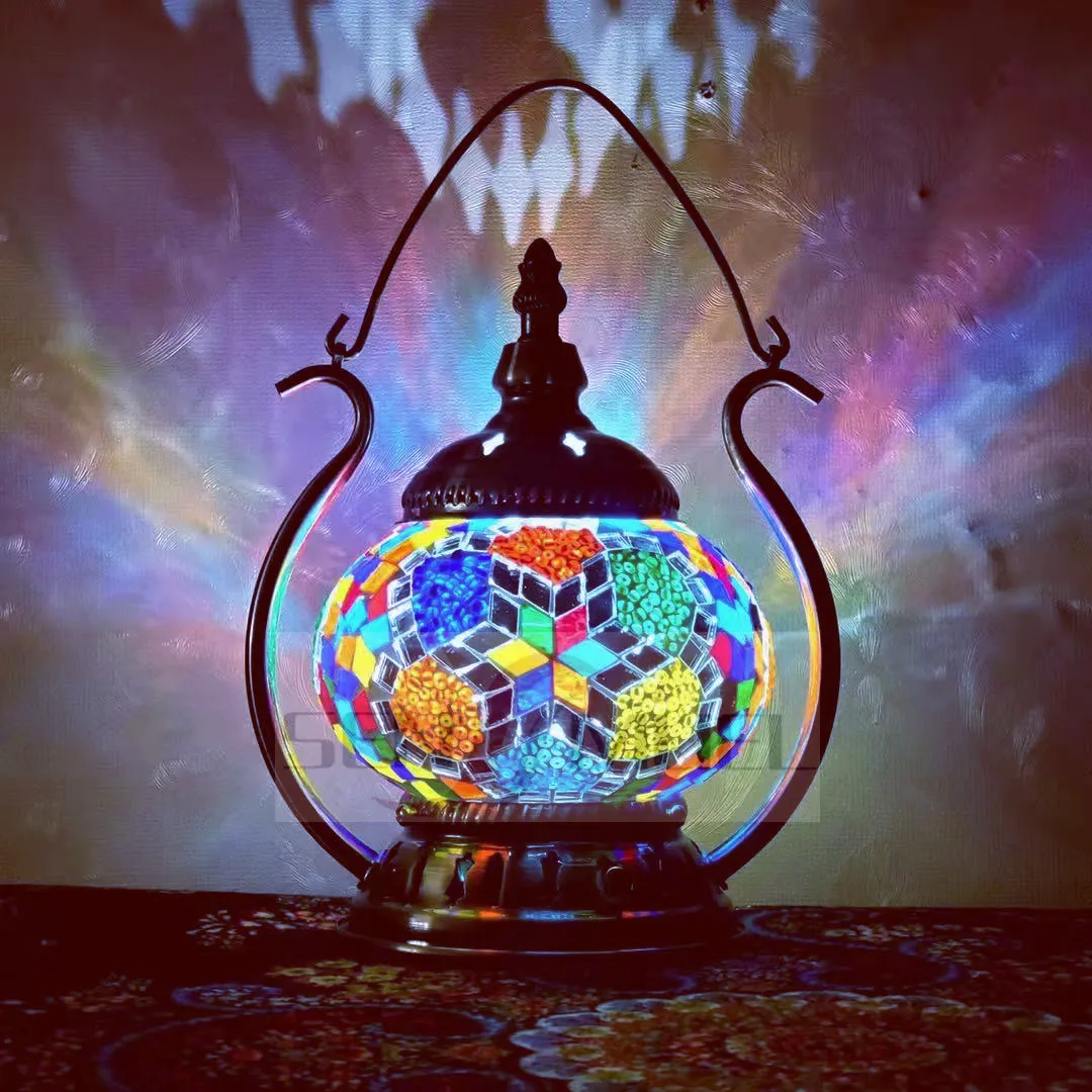 Turkish Mosaic Hanging Lantern Lamp Colored Glass Decorative Morocco Chandeliers Pendant Lights
