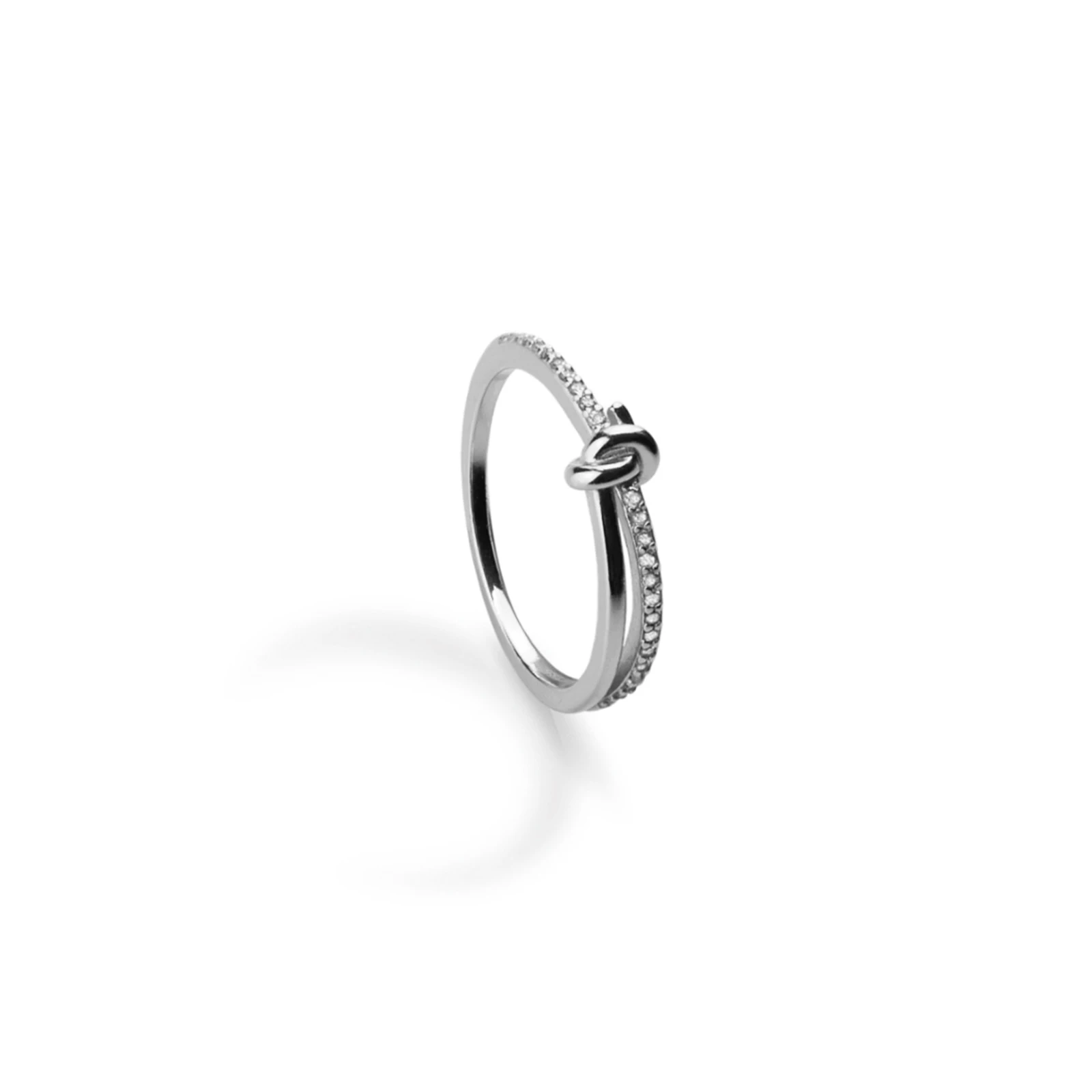 FUAMAY New Fashion 18K Gold Plated Ring Temperament Versatile Cubic Zircon Silver Ring