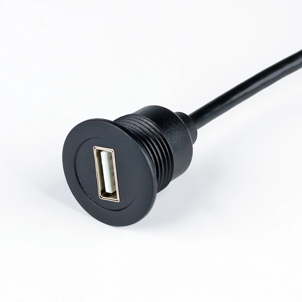 Flush mount USB cable with thread and nut lock car accessories electronics Panel mount USB Extension cable