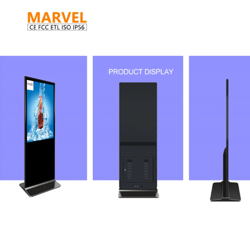 32 43 55 65 Inch Wife 4K Floor Stand Touch Screen Supplier Digital Signage Free Alone Lcd Kiosk Monitor Advertising Player