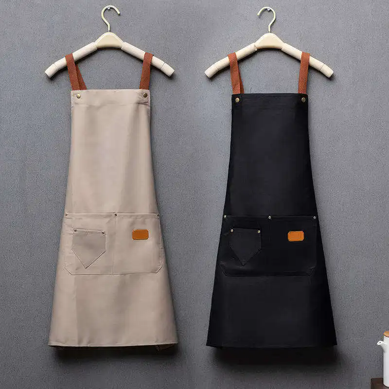 Customized Personality Logo Canvas Restaurant Cafes Cleaning Chef Custom Aprons Kitchen with Pocket for Barber Shop Tool Garden