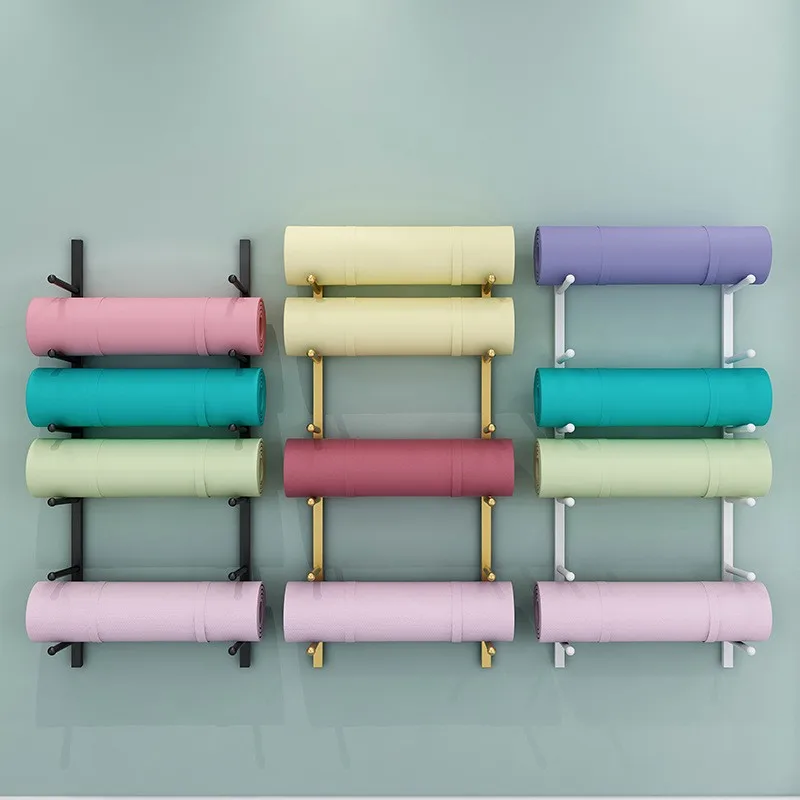 Wall Mounted Yoga Mat Storage Rack Gym Rack Fitness Equipment Storage Yoga Mat Holder Wall Mount Carpet Rack