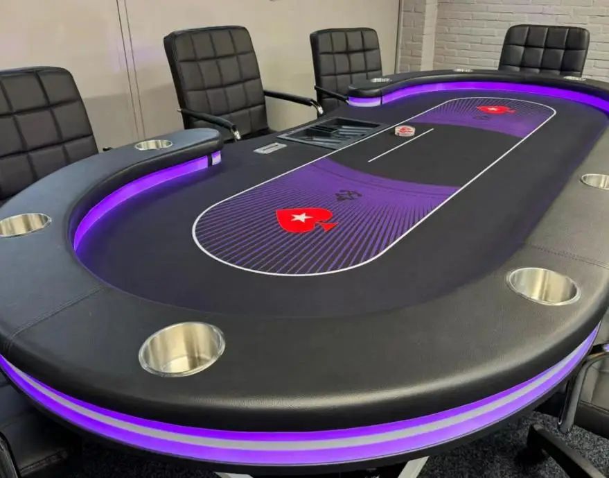 Custom high quality 96' 10 - Players Poker Table with Led Light with cupholders