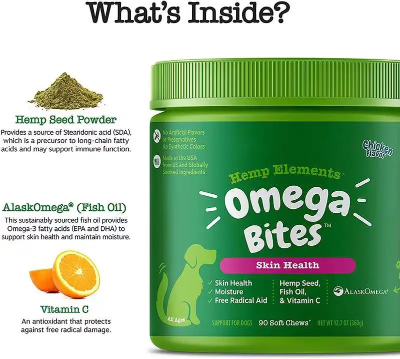 OEM Omega 3 Alaskan Fish Oil Chew Treats for Dogs with Alask  Omega for EPA & DHA Fatty Acids Itch Free Skin Hip & Joint