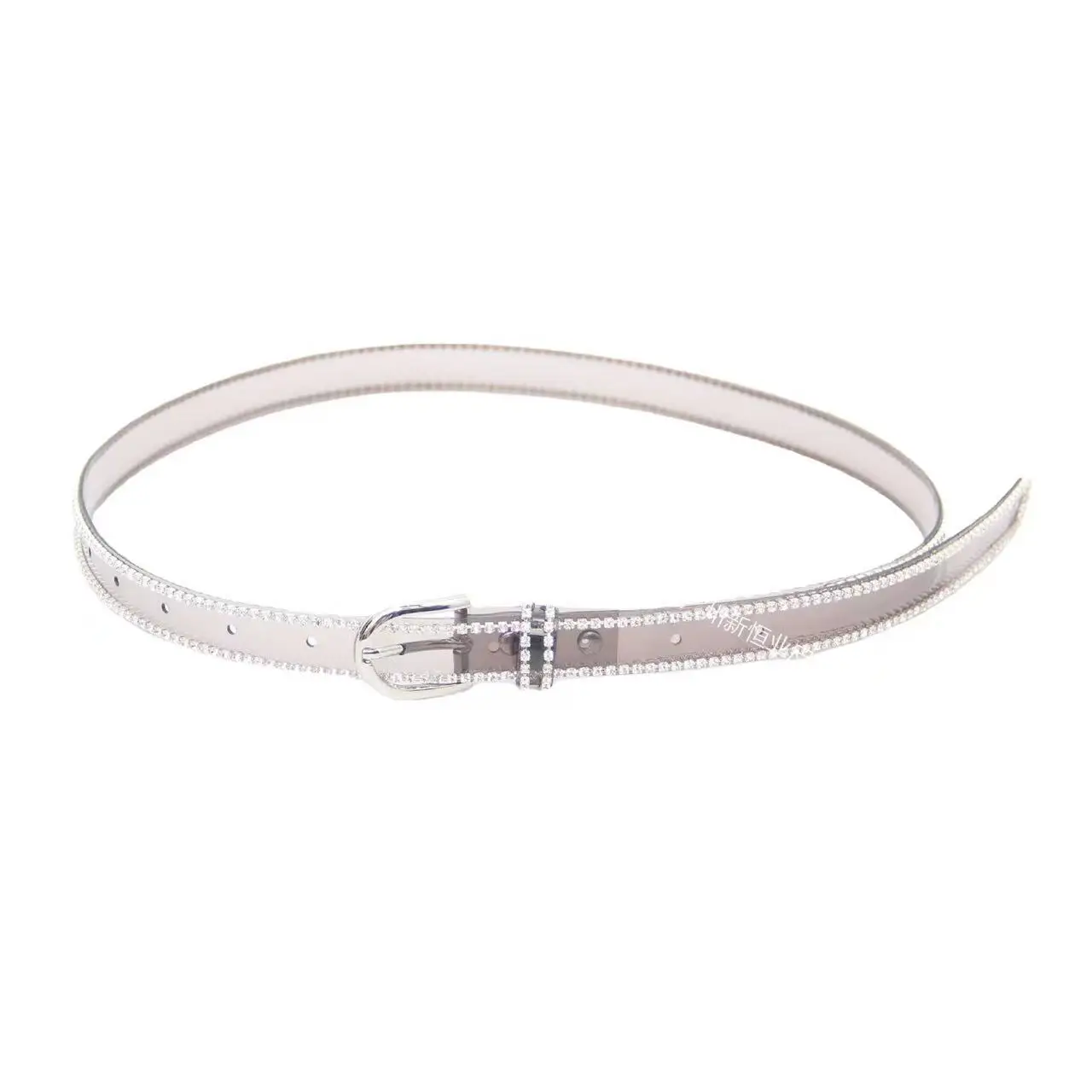 New fashion illusion plastic belt rhinestone encrusted belt ladies thin belt