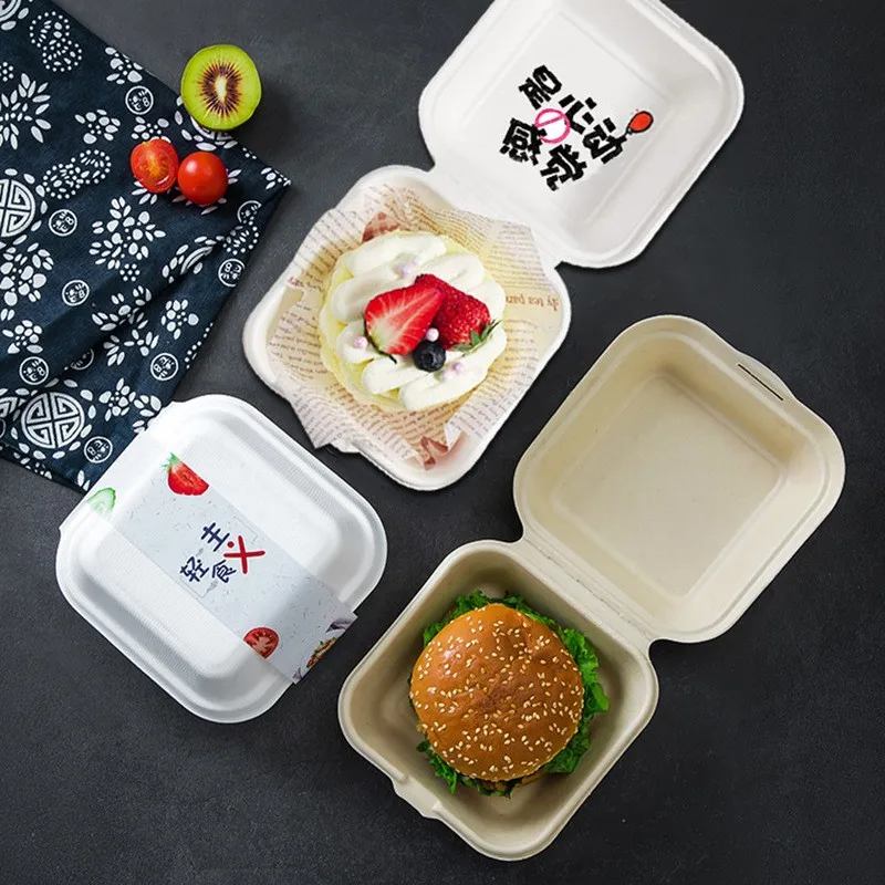 microwavable food grade restaurant disposable clamshell take away lunch food meal hamburger plastic packaging boxes