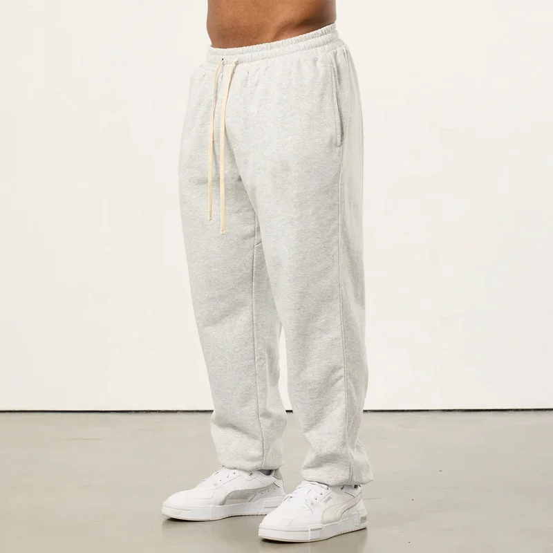 Boxy Fit Hip Hop Gym Joggers Mid Waist Brushed Fleece Sweatpants Puff Printing Plain Dyed Knitted Cotton Pants 6XL OEM Service