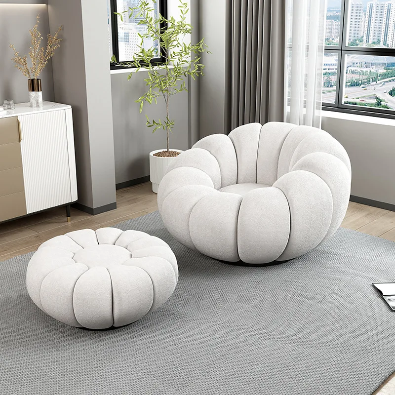 French style sofa chair furniture house living room white chair with ottoman Pumpkin chair sets