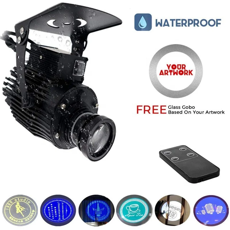 
60W LED GOBO Logo Projector Light with Remote Control Gyrating Function Manual Zoom Focus Customized Gobos 