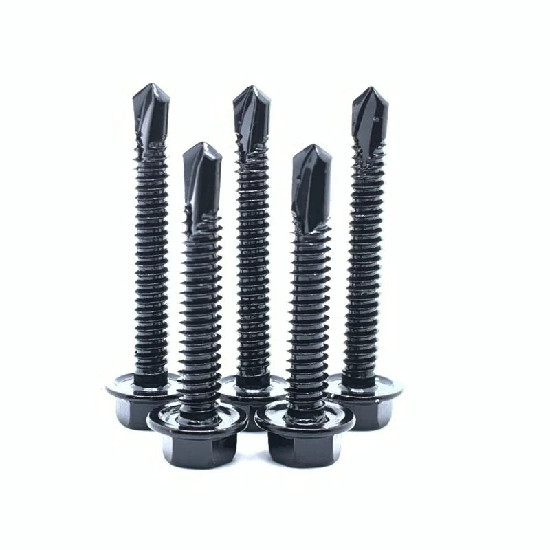 High quality 410 Stainless Steel Hex Self-Drilling Screws Electrophoretic Bright Black Finish