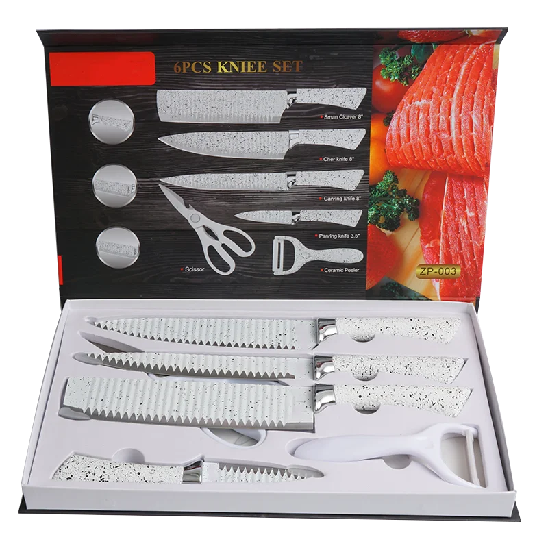 Wholesale Quality New Design Household Kitchen Knife 6 Pieces Of Stainless Steel Plastic Handle Set