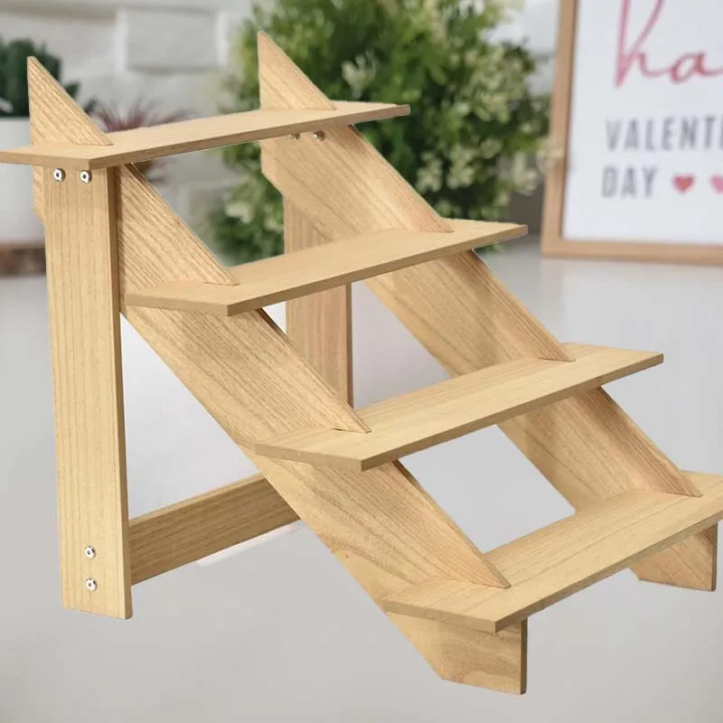 4-Tier Wood Display Riser Cupcake Stand dessert table display set Wood Display Stand for Food Cakies Plant Tabletop Riser