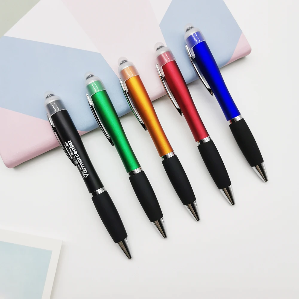 Plastic Promotional Gift LED Light up Touch Screen Pen Custom Laser Logo Stylus Ball Pen