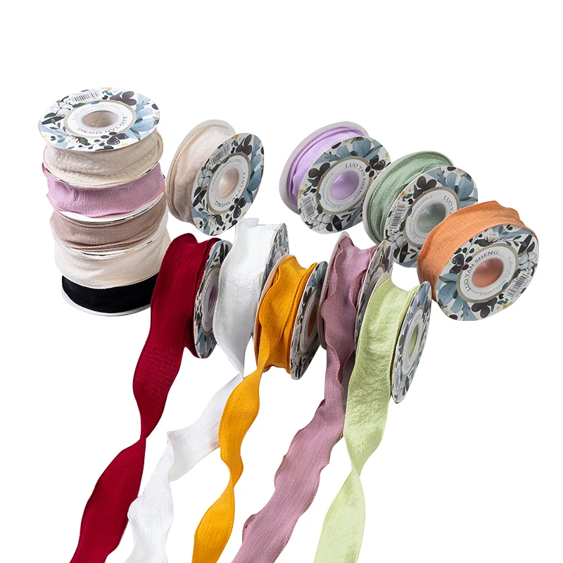 Hot Sale Flowers Wrapping Material Bouquet Cake Decoration Ruffles Ribbon With Wavy Edge