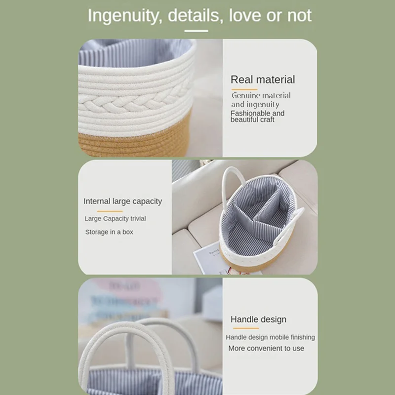 Cotton Baby Diaper Caddy Organizer Nursery Storage Bin Basket Essentials Compartmental Portable Storage Basket