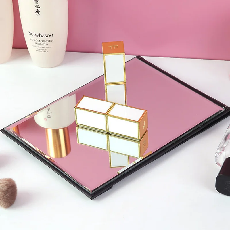 New Arrival Folding PU Leather Portable ODM High Definition Makeup Mirror ABS PP Frame Adjustable Cosmetic Desktop Travel Mirror