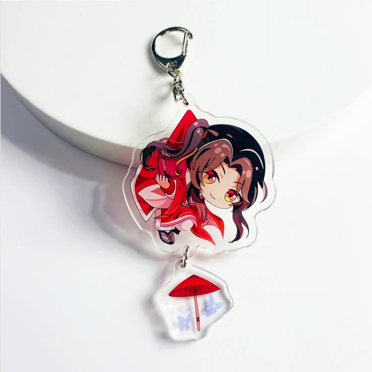 Custom printed double sided charms anime clear acrylic linked keychain