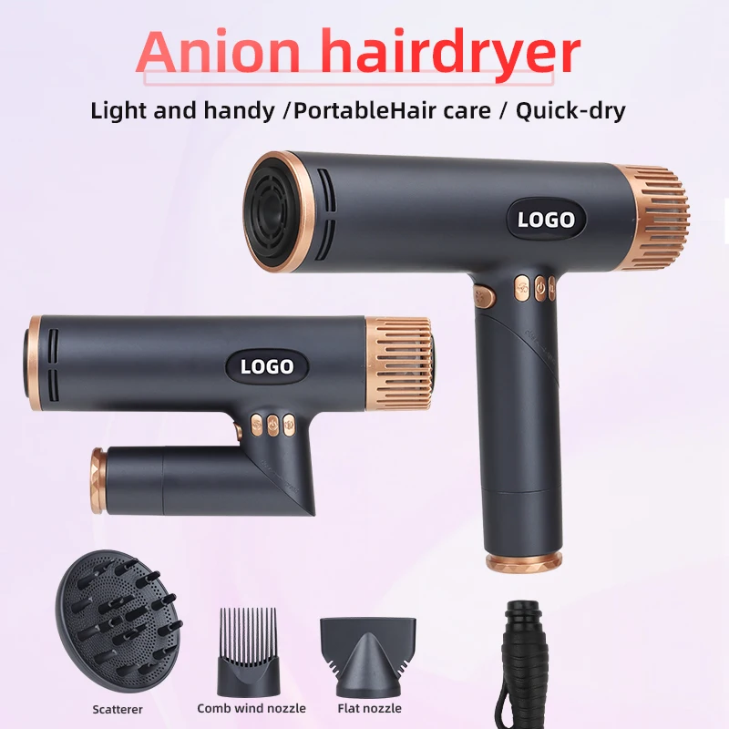 Customized Brand Logo Professional Long Life BLDC Motor Powerful High Speed Ionic Foldable Hair Dryer